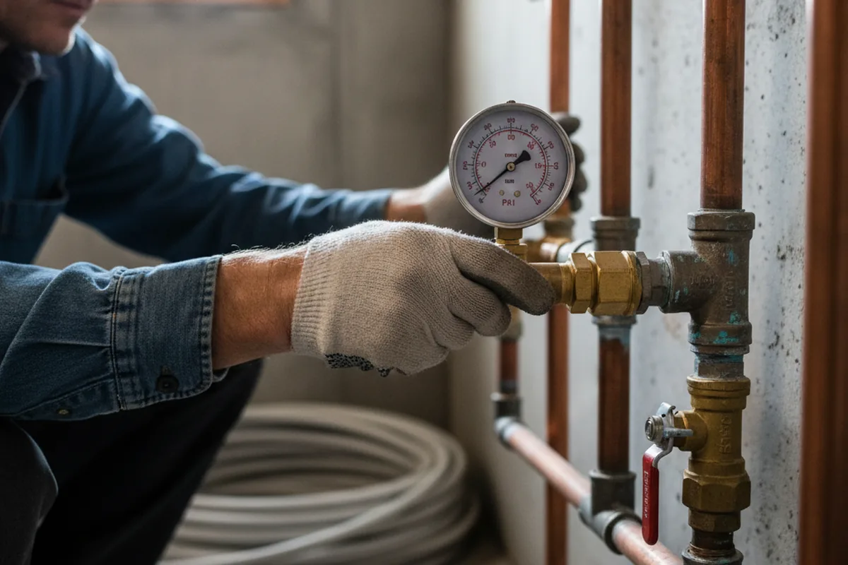 Pressure testing a repaired line during Water Line Repair in East Islip